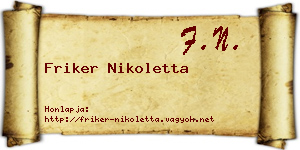 Friker Nikoletta névjegykártya